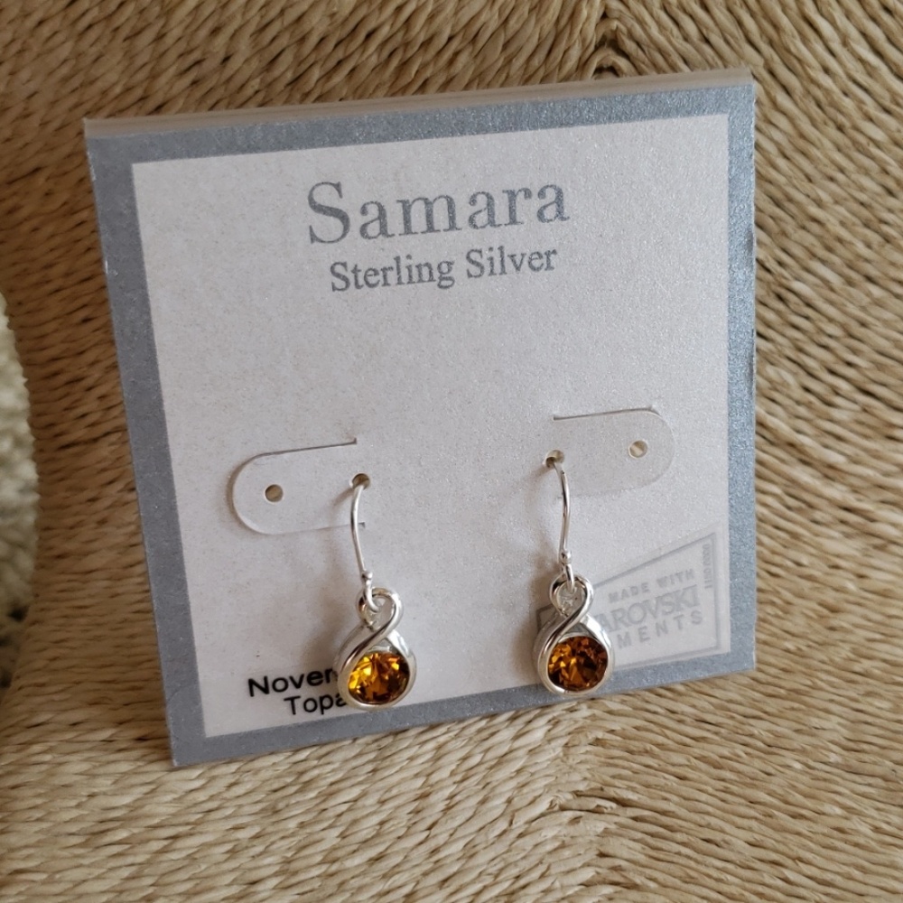 Sterling Silver Swarovski Topaz November Earrings